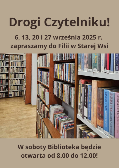 GBP Wilamowice Filia Stara wieś otwarta we wrześniu w soboty